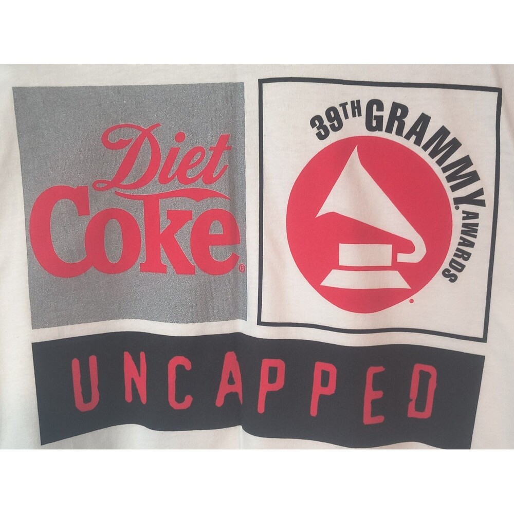Vintage 90s Diet Coke 39 Grammy Awards Tee Hanes Single Stitch Uncapped XL White